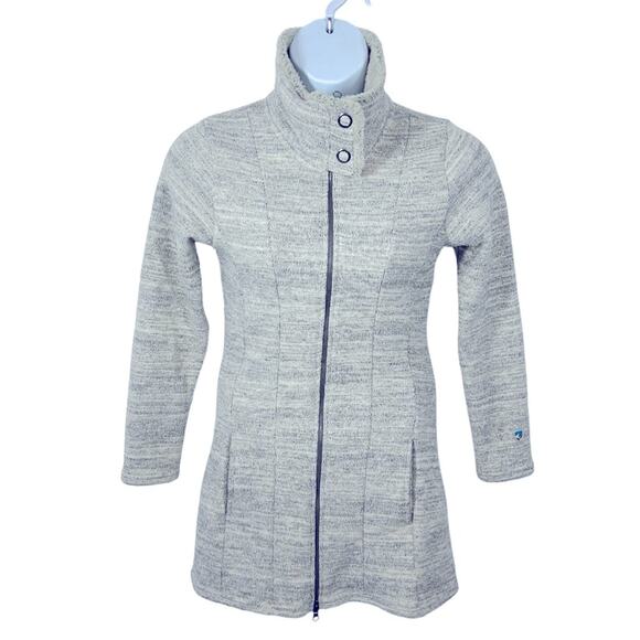 Kuhl Alaska Long Zip Front Sweater Jacket Heather Gray Black Marbled Size Small - Picture 3 of 16